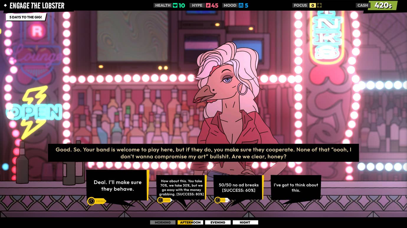 A bird lady bar owner in Rockbeasts.